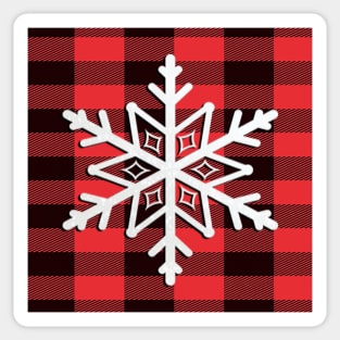 Buffalo Red & Black Plaid, Donut Design Wintertime Design Snowflakes & Flannel Cozy Winter Sticker